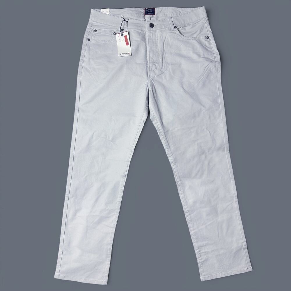 Untuckit 5 Pocket Chino Pant Mens Size 34x30 Light Grey Straight NWT